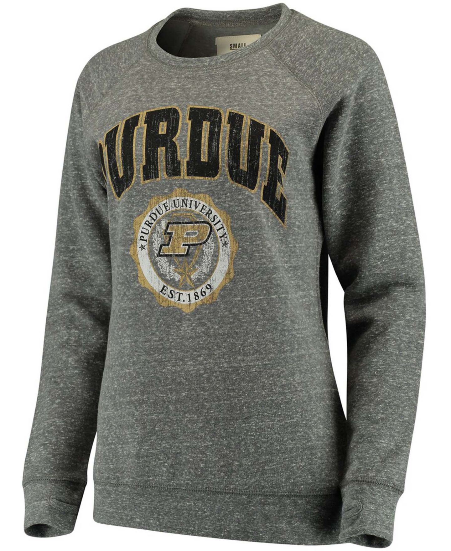Женская толстовка Pressbox Heathered Gray Purdue Boilermakers Edith Vintage-Like Knobi Pullover — фото 3
