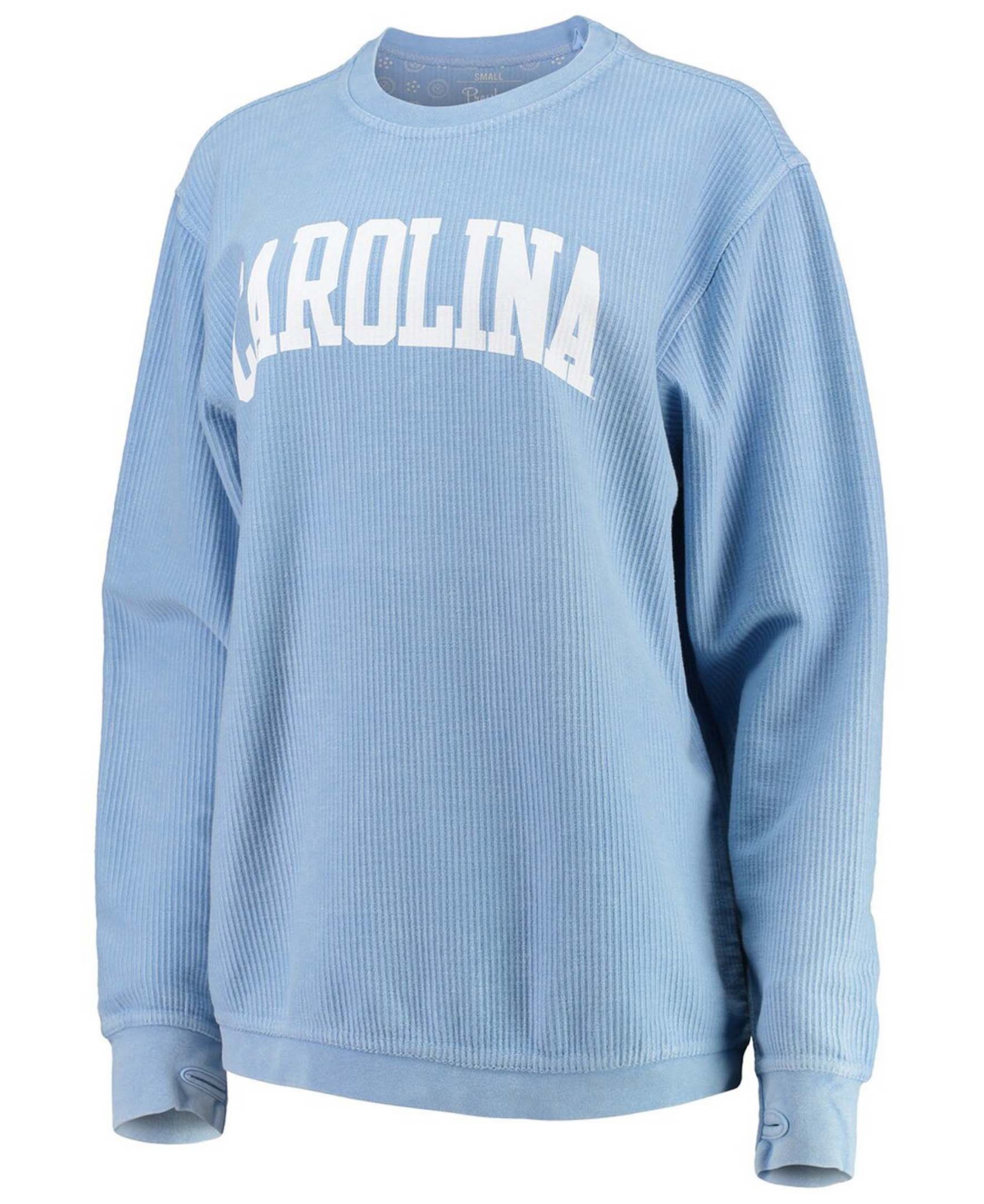 Women'sNorth Carolina Tar Heels Comfy Cord Vintage-Like Wash Basic Arch Pullover Sweatshirt - Light Blue