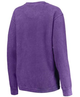 Women's Purple Kansas State Wildcats Comfy Cord Vintage-Like Wash Basic Arch Pullover Sweatshirt
