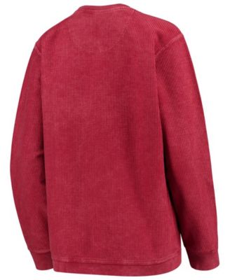 Women's Cardinal Iowa State Cyclones Comfy Cord Vintage-Like Wash Basic Arch Pullover Sweatshirt