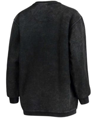 Women's Black Nebraska Huskers Comfy Cord Vintage-Like Wash Basic Arch Pullover Sweatshirt