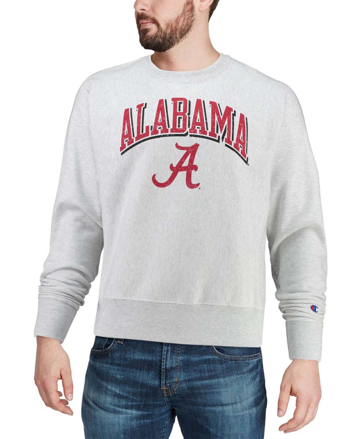 Shop Champion Men's Gray Alabama Crimson Tide Arch Over Logo Reverse Weave Pullover Sweatshirt