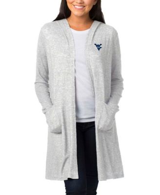 Women's Heathered Gray West Virginia Mountaineers Cuddle Soft Duster Tri-Blend Hooded Cardigan