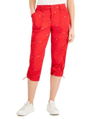 Heart-Print Cargo Capri Pants, Created 