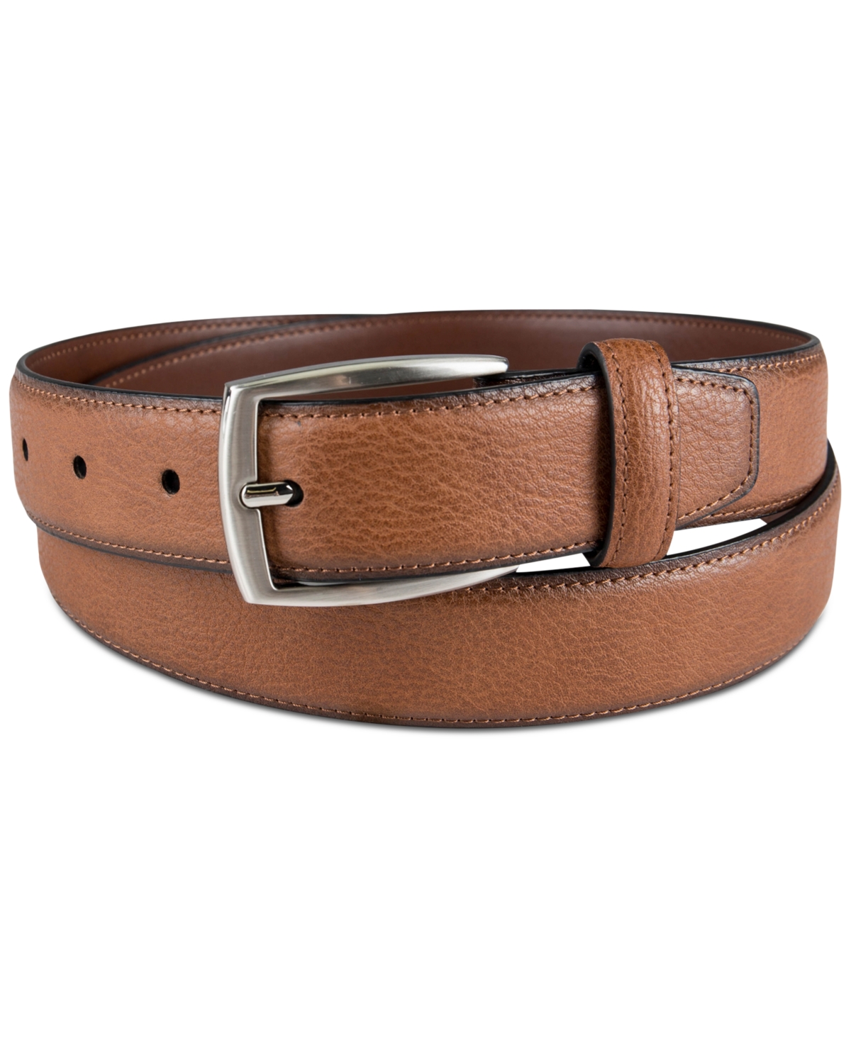 Men's Faux Leather Pebble Grain Stretch Belt, Created for Macy's - Tan