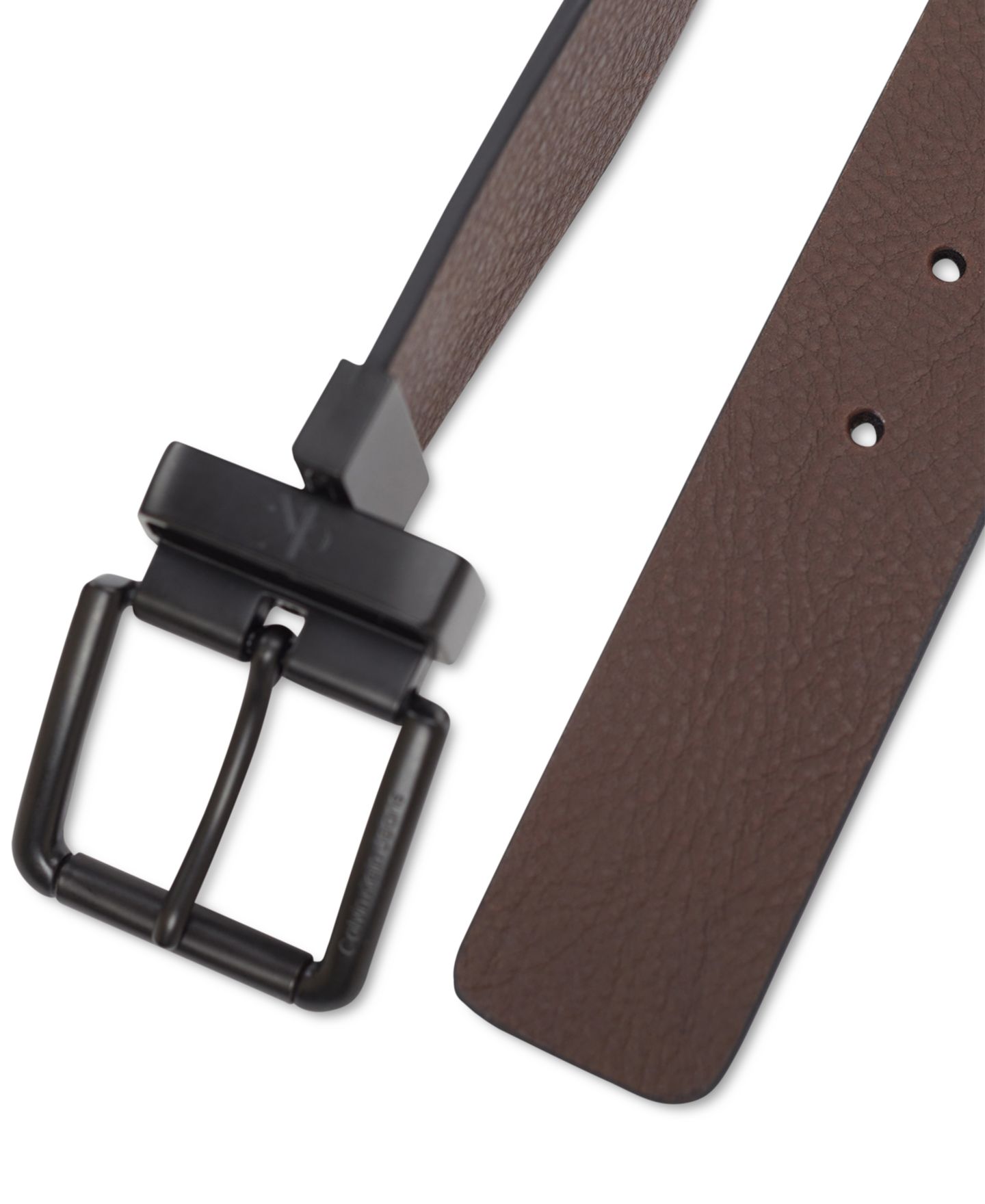 Мужской ремень Calvin Klein 38MM Pebble Grain Reversible Jean Belt, цвет: Чёрный / Коричневый — фото 7