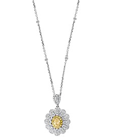 EFFY® Yellow Diamond (7/8 ct. t.w.) & White Diamond (1-1/6 ct. t.w.) Pendant Necklace in 18k Two-Tone Gold