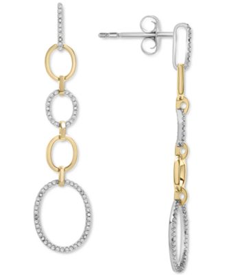 Diamond Oval Link Drop Earrings (1 ct. t.w.) in 14k Gold-Plated Sterling Silver, Created for Macy's
