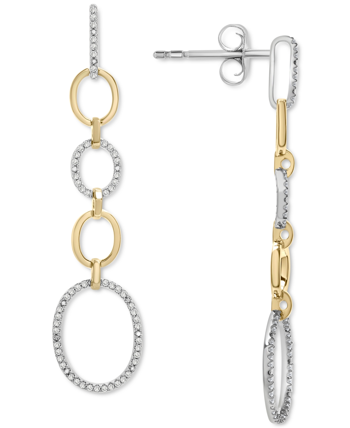 Diamond Oval Link Drop Earrings (1 ct. t.w.) in 14k Gold-Plated Sterling Silver, Created for Macy's - Gold-Plated Sterling Silver