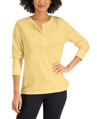 Karen Scott - Long-Sleeve Cotton Henley