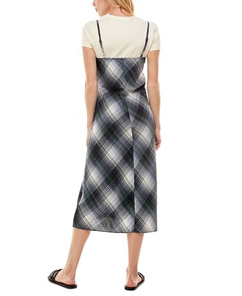 As U Wish Juniors Plaid Midi Slip Dress With T Shirt Macy s