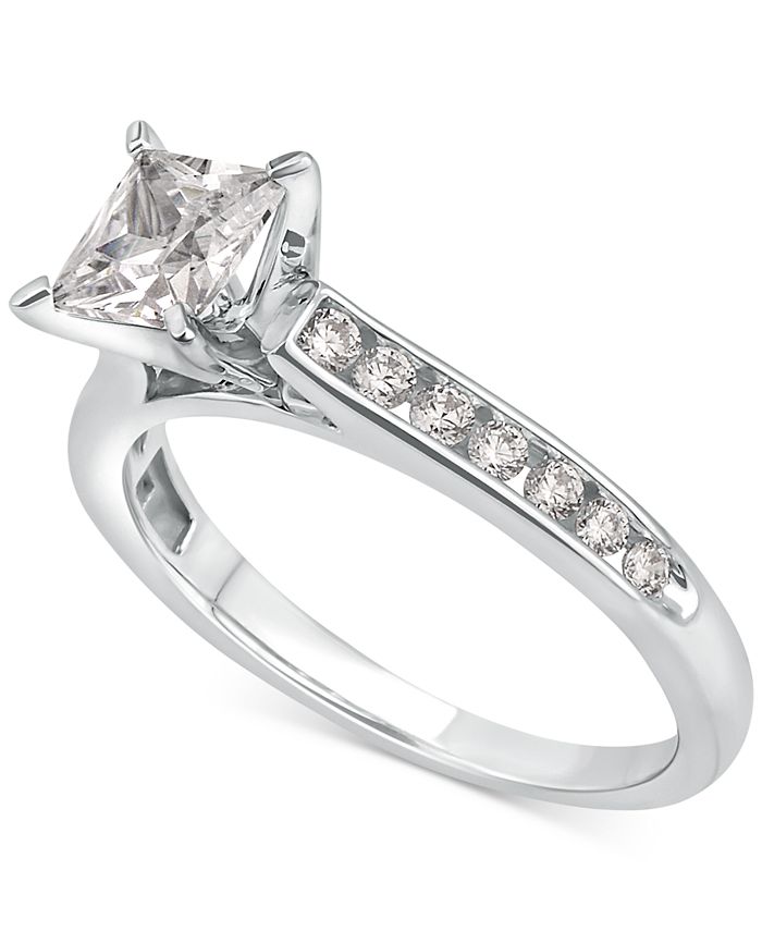 Macy's - Diamond Princess-Cut Channel-Set Bridal Set (1-1/2 ct. t.w.) in 14k White Gold