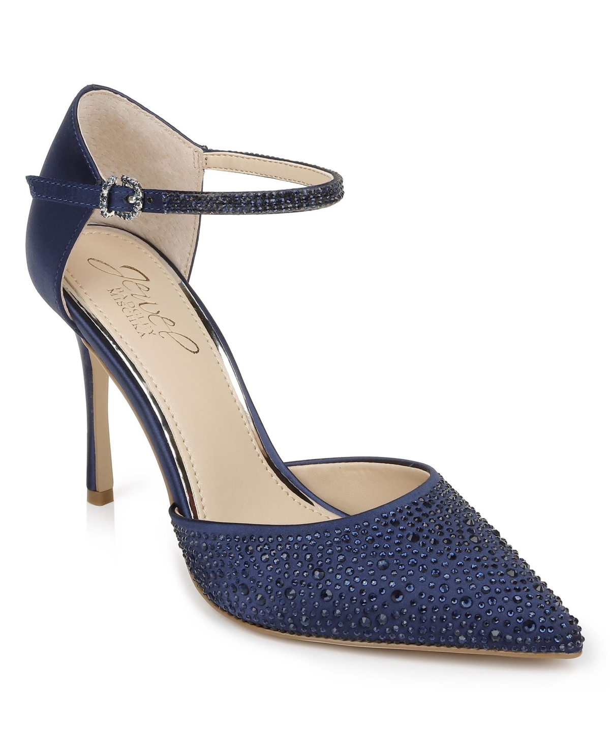 Jewel Badgley Mischka Women s Jailene Stiletto Evening Pumps Navy Satin Smart Closet