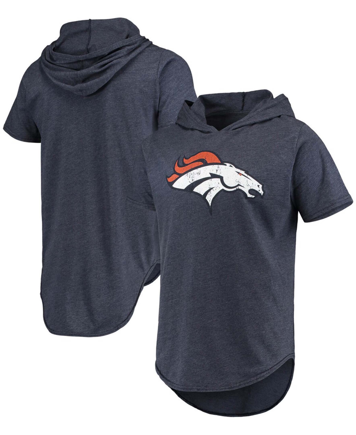 Men's Navy Denver Broncos Primary Logo Tri-Blend Hoodie T-shirt - Navy
