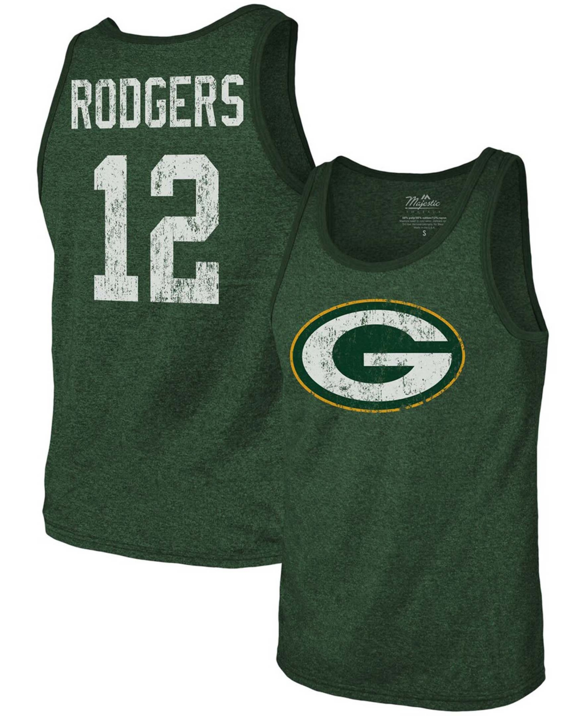 Fanatics Men's Aaron Rodgers Green Green Bay Packers Name Number Tri-blend Tank Top