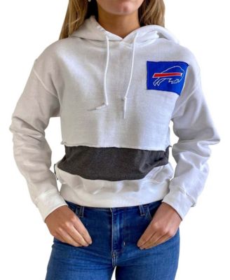 Women's White Buffalo Bills Crop Pullover Hoodie