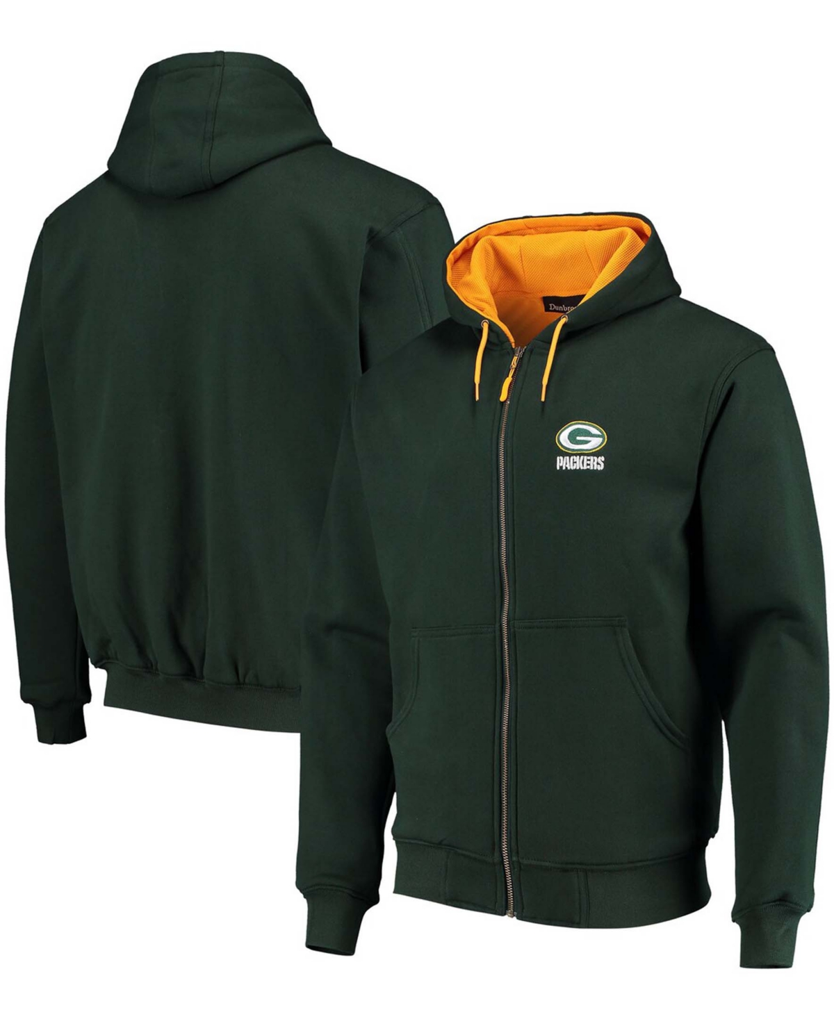 Shop Dunbrooke Men's Green Green Bay Packers Craftsman Thermal Lined Full-zip Hoodie