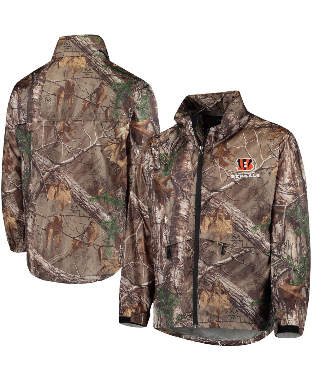 DUNBROOKE MEN'S REALTREE CAMO CINCINNATI BENGALS SPORTSMAN WATERPROOF PACKABLE FULL-ZIP JACKET
