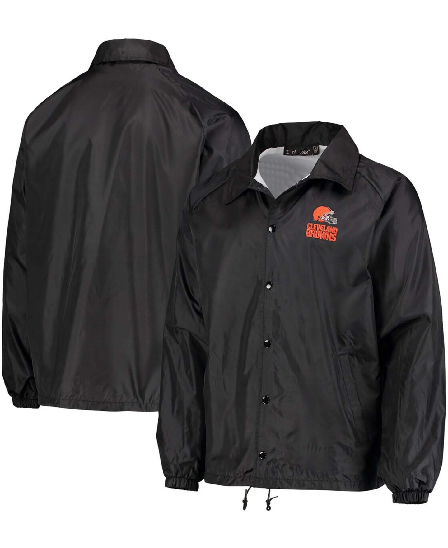 Мужская куртка Dunbrooke Black Cleveland Browns Coaches Classic Raglan Full-Snap Windbreaker — фото 1