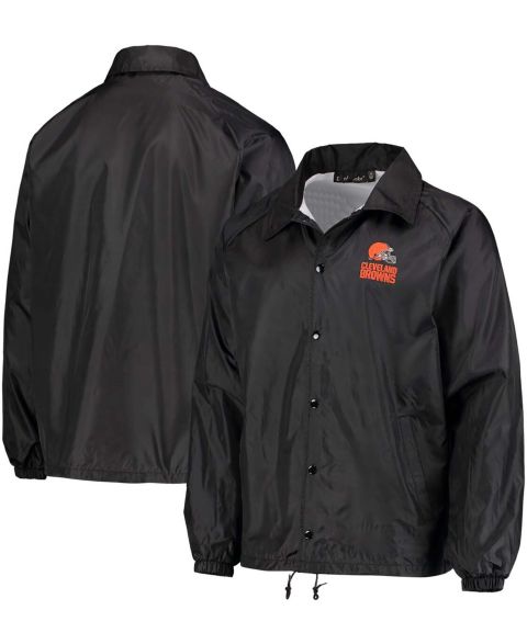 Мужская куртка Dunbrooke Black Cleveland Browns Coaches Classic Raglan Full-Snap Windbreaker