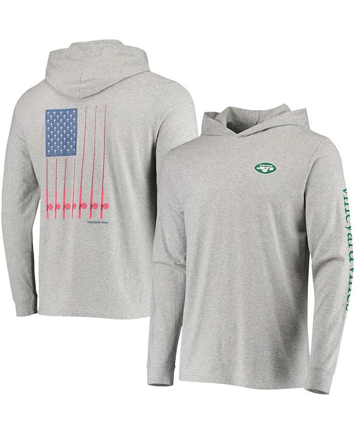 Vineyard Vines Men's Heathered Gray New York Jets Hoodie Long