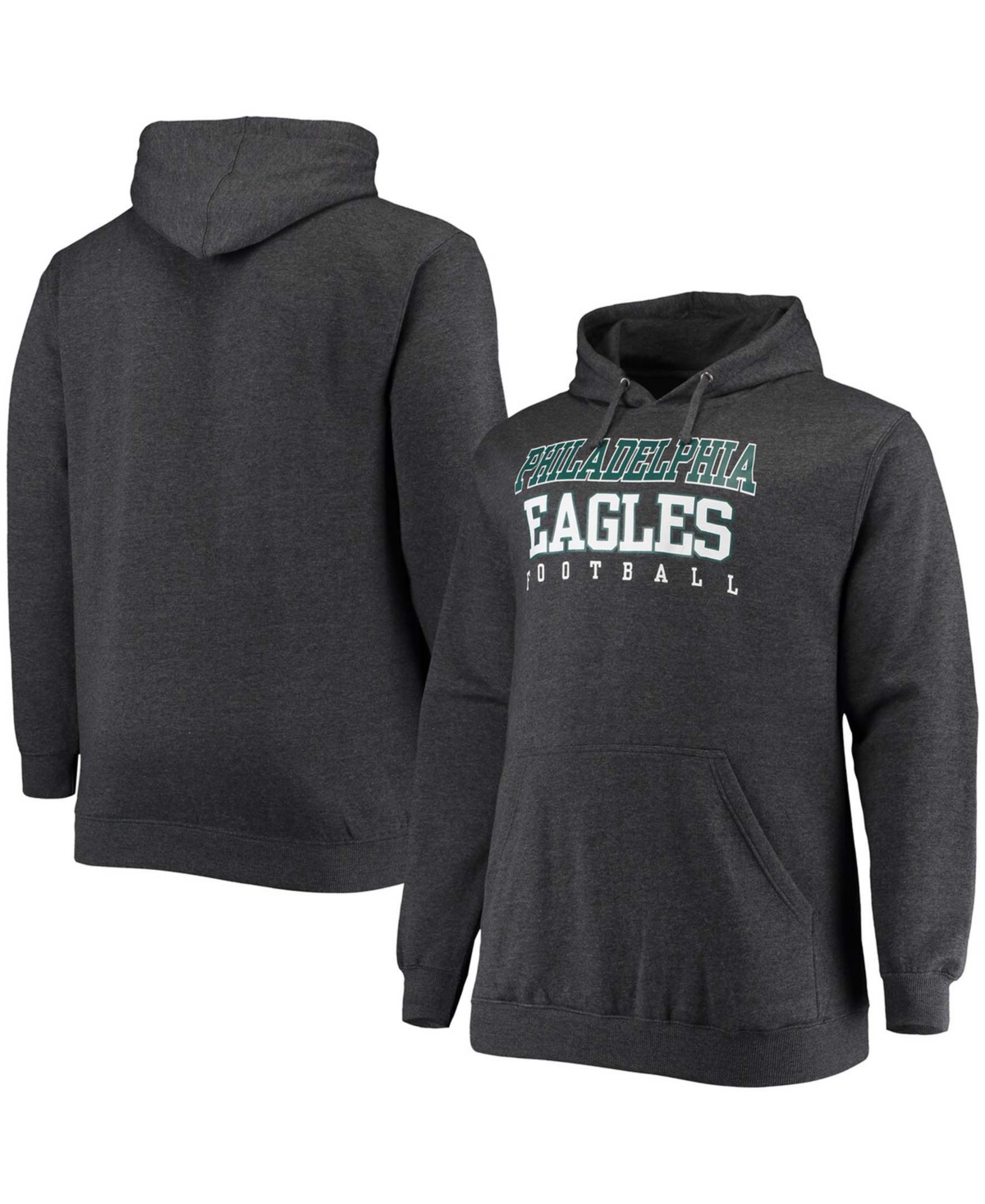 Shop Fanatics Men's Big And Tall Heathered Charcoal Philadelphia Eagles Practice Pullover Hoodie
