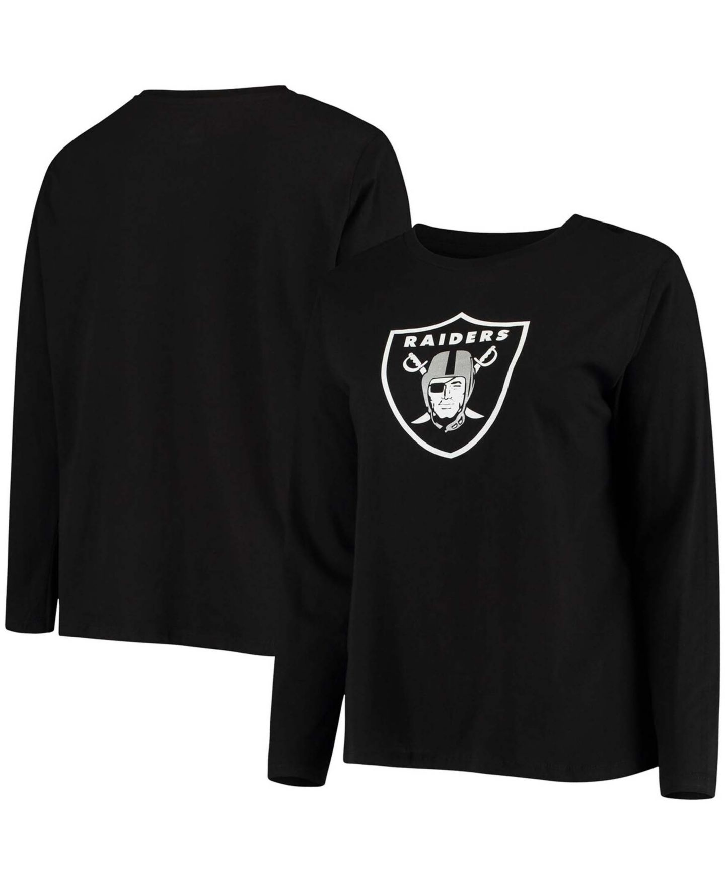 Женская футболка Fanatics Plus Size Black Las Vegas Raiders Primary Logo Long Sleeve — фото 1