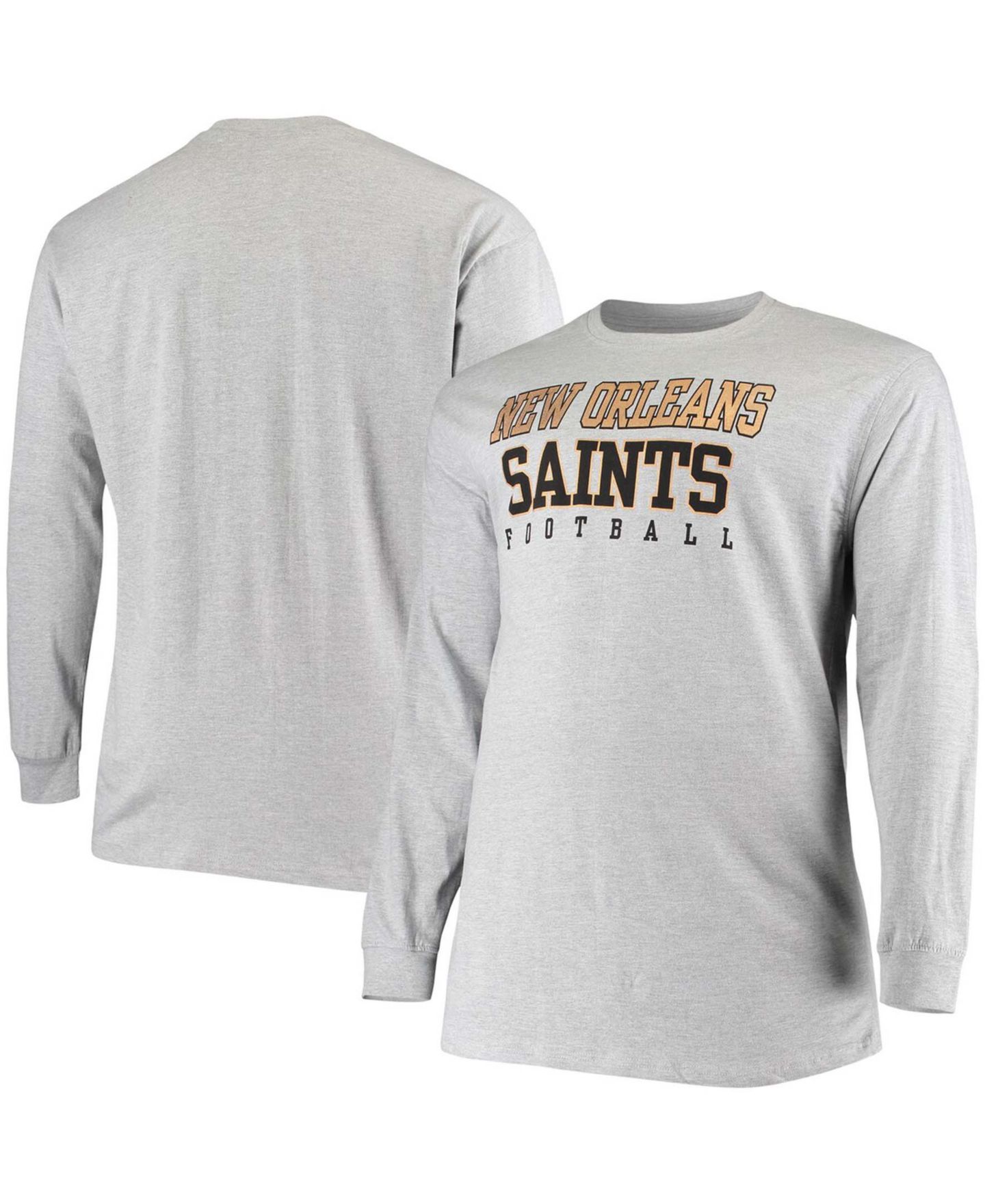 Мужская футболка Fanatics Big and Tall Heathered Gray New Orleans Saints Practice Long Sleeve — фото 1