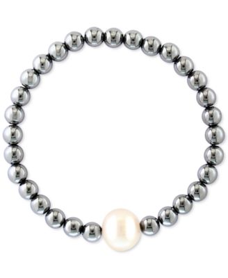 EFFY Collection - Men's Black Freshwater Pearl (11mm) & Hematite Stretch Bracelet (Also in White Freshwater Pearl)