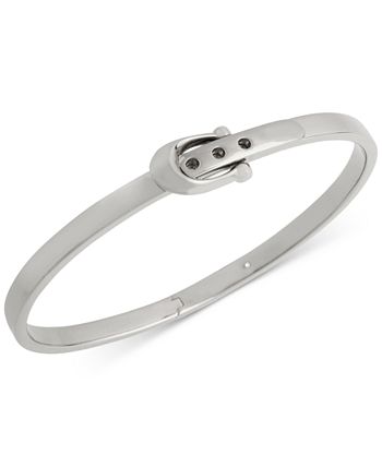 COACH - Silver-Tone Signature C Buckle Bangle Bracelet