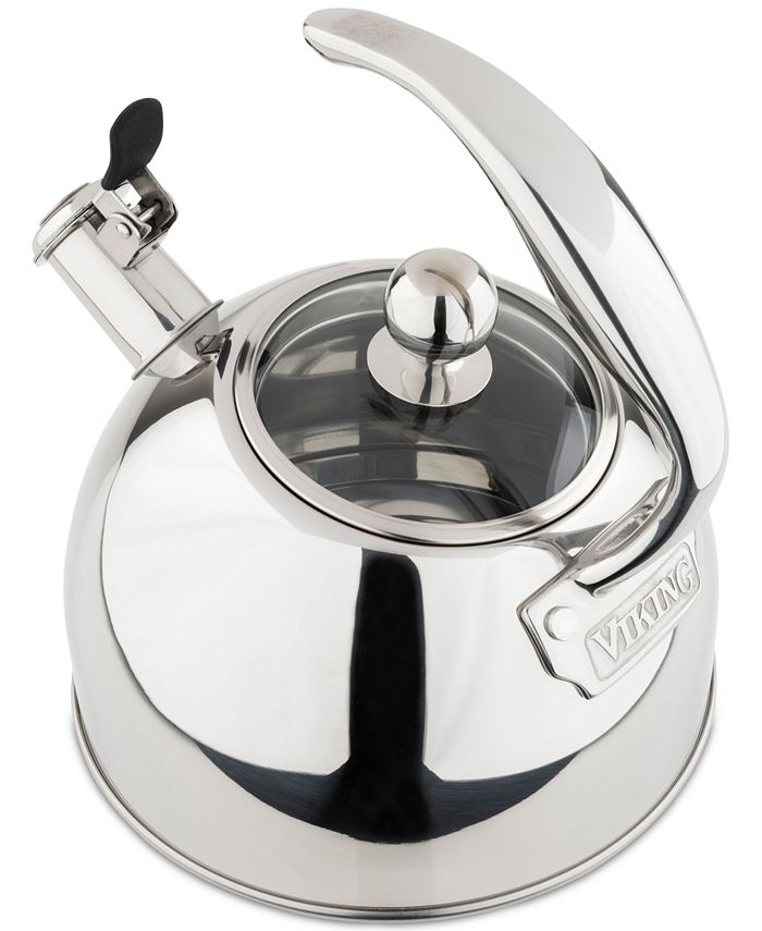 Viking Stainless Steel 2.6Quart Black Tea Kettle with Copper Handle