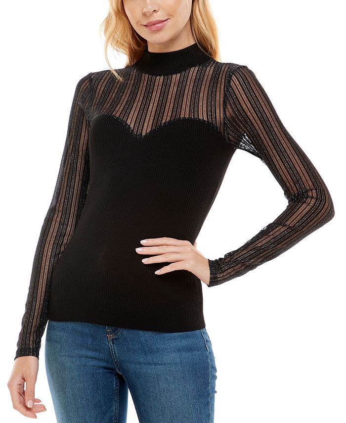 Crave Fame Juniors' Illusion Sweetheart-Neck Sweater - Macy's