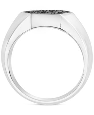 EFFY&reg; Men's Black Sapphire Hexagon Ring (3/4 ct. t.w.) in Sterling Silver