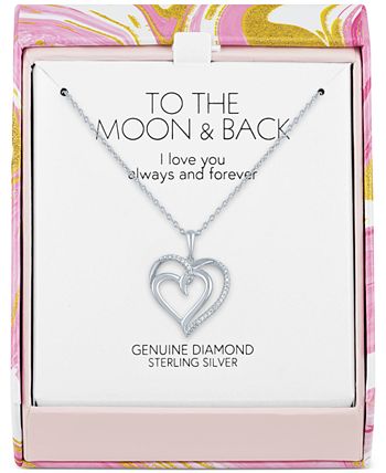 Macy's Diamond Accent Double Heart Pendant Necklace in Sterling Silver ...