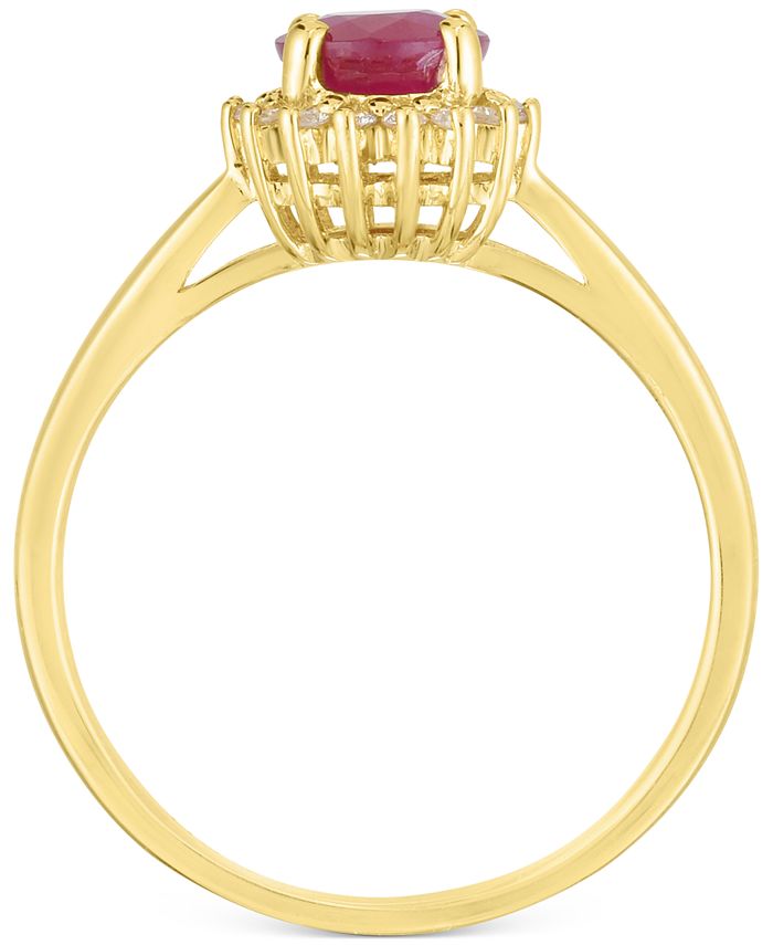 Macy's Ruby (3/4 ct. t.w.) & Diamond (1/8 ct. t.w.) Halo Ring in 14k ...