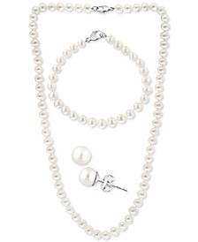 EFFY® 3-Pc. Set Cultured Freshwater Pearl (6-1/2 mm) Collar Necklace, Bracelet, & Stud Earrings.