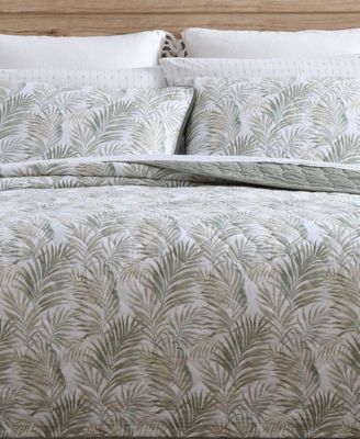 CLOSEOUT! Maui Palm Cotton Reversible 3 Piece Quilt Set, King