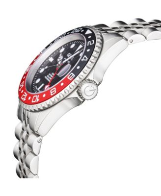 Men's Wall Street Silver-Tone Ion Plating Swiss Automatic Bracelet Watch 43 mm