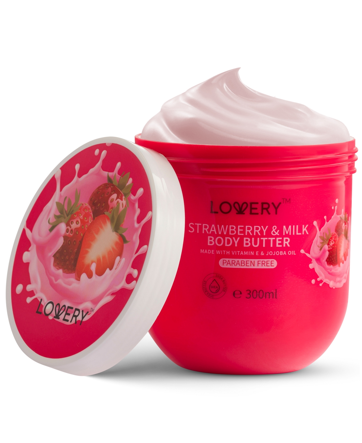 Lovery Strawberry Milk Body Butter, Bath and Body Care, 12 Oz
