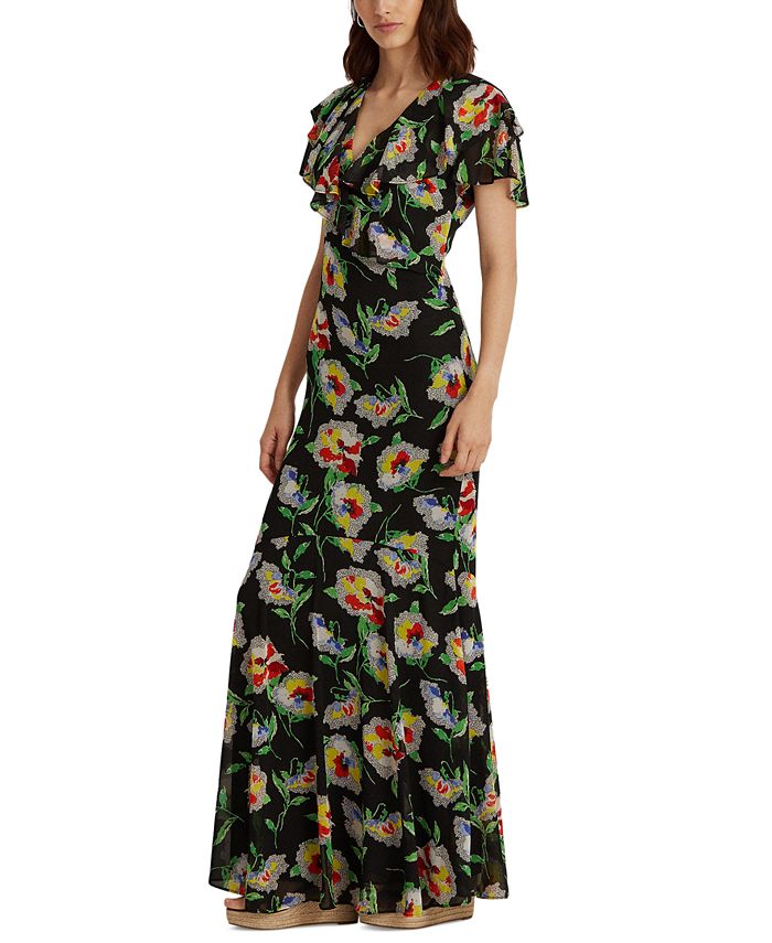 Lauren Ralph Lauren Crinkled Georgette Gown & Reviews - Dresses - Women -  Macy's
