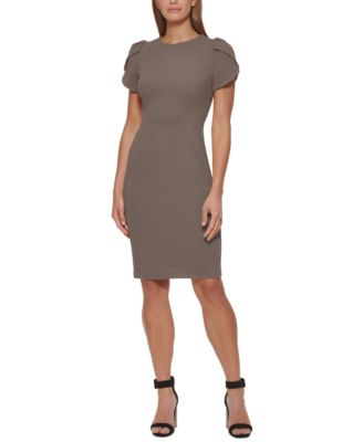 solid tulip sleeve sheath dress