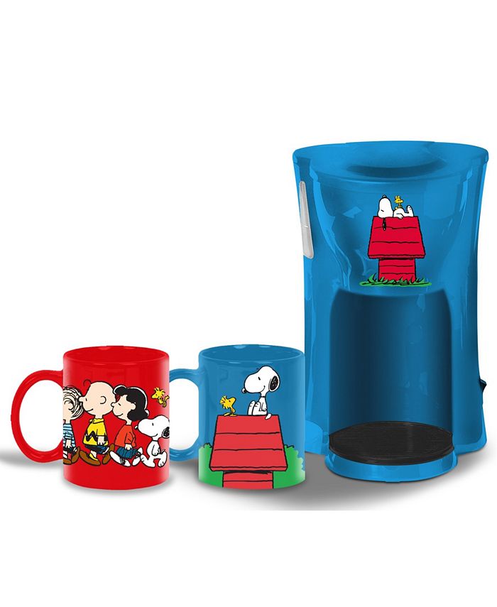 Uncanny Brands Peanuts Single Cup Coffee Maker Gift Set with 2 Mugs Macy's