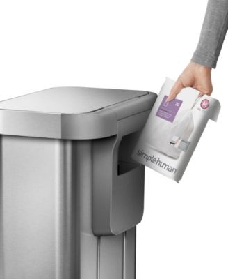 45 Liter Rectangular Liner Rim Steel Kitchen Trash Can with Liner Pocket