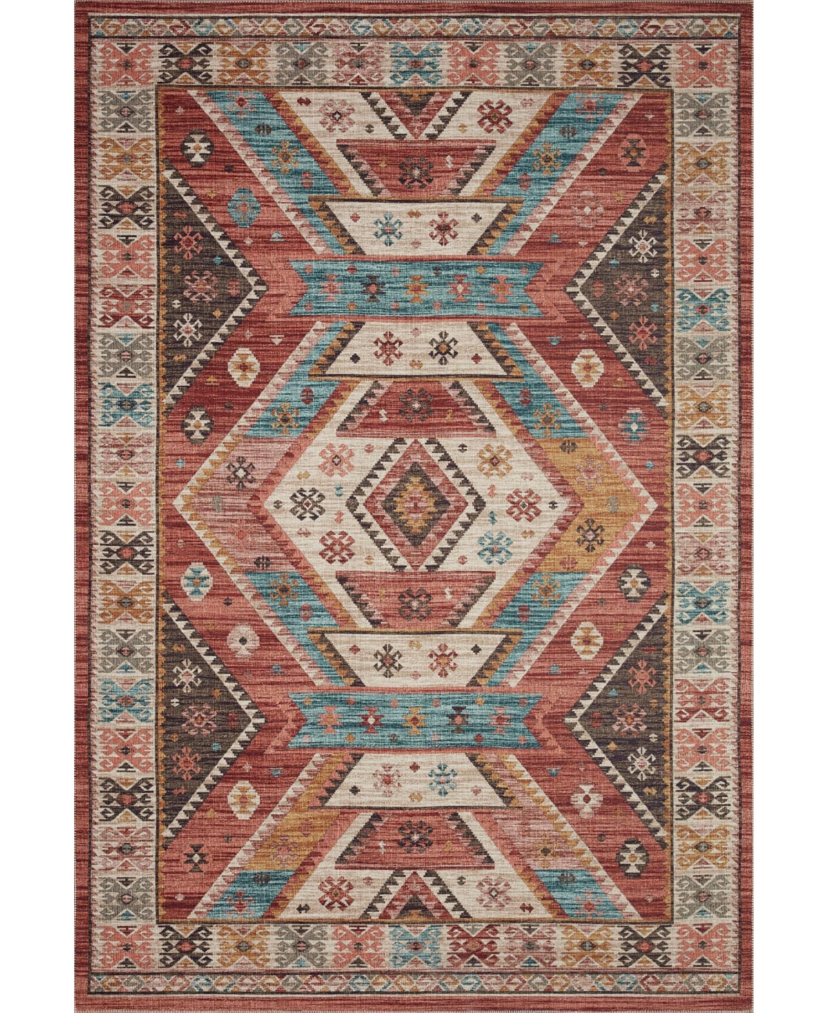 Loloi Ii Zion Zionzio-05 7'6in x 9'6in Area Rug - Red, Multi