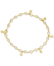 Cubic Zirconia Cubic Zirconia Star Dangle Bracelet in Gold Flash Sterling Silver, Created for Macy's