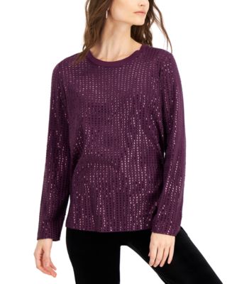 macy's black sequin top