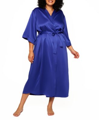 Victoria Plus Size Satin 3/4 Sleeve Long Robe