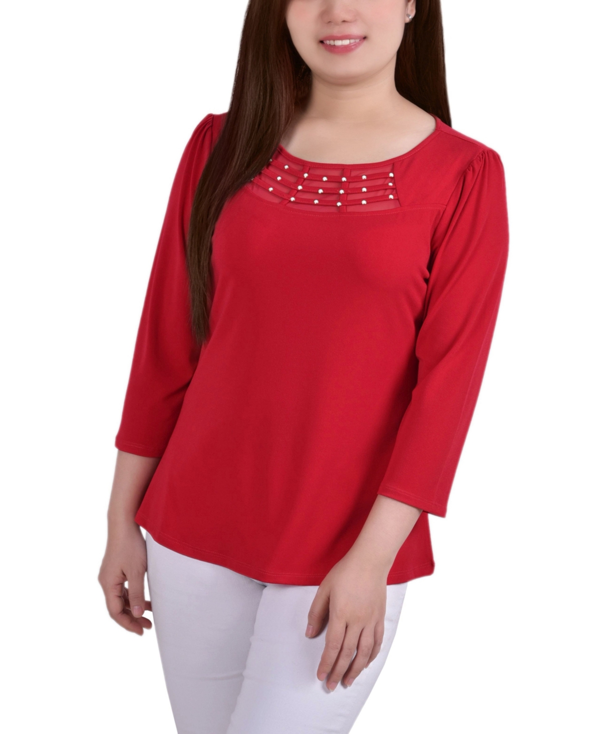 Women's Crepe Knit Top with Strip Details - Purple