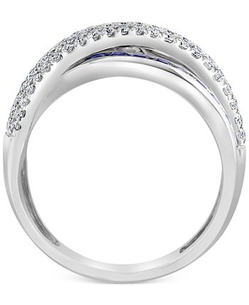 EFFY Collection - Sapphire (1-5/8 ct. t.w.) & Diamond (1/2 ct. t.w.) Crossover Statement Ring in 14k White Gold