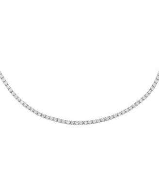 Thin Tennis Choker in 14k Gold Plated Over Sterling Silver - Silver